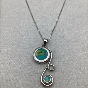 Vintage Sterling silver and Blue Asymmetrical Necklace